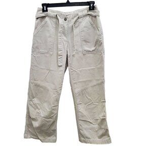 Tommy Hilfiger Women's Y2K Beige Cotton Belted Waist Crops Cropped Khakis Sz 2‎